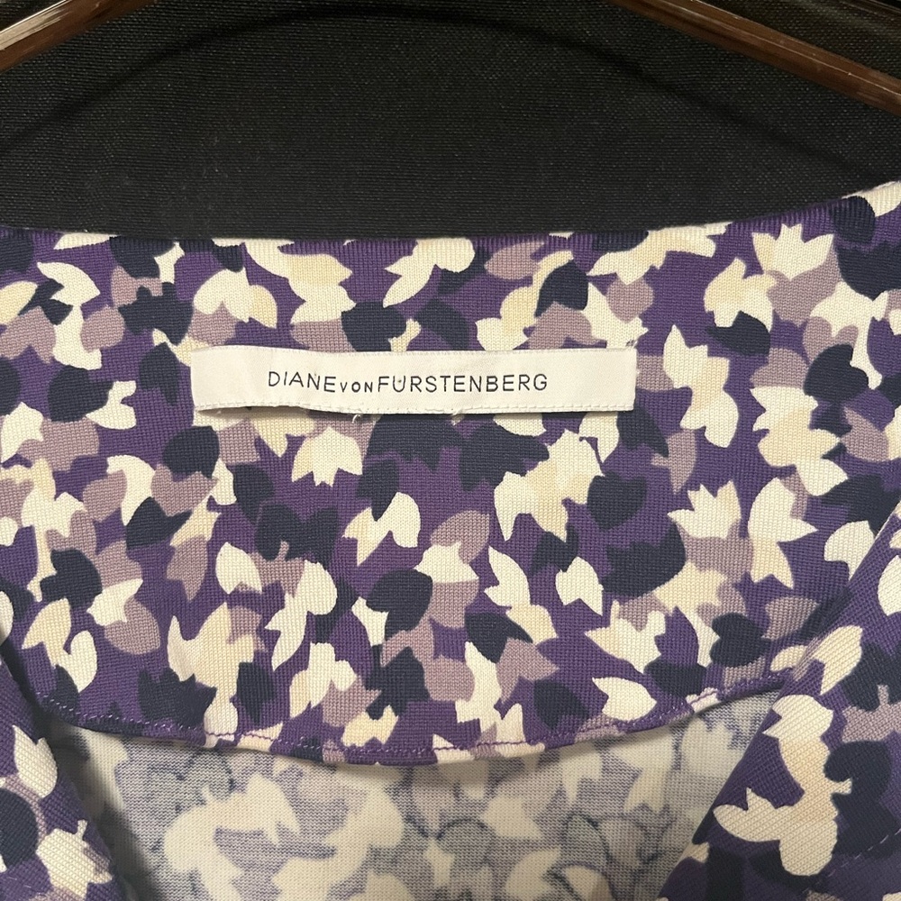 Diane Von Furstenberg Purple and White Long Sleeve Dress #10207 - Picture 2 of 6